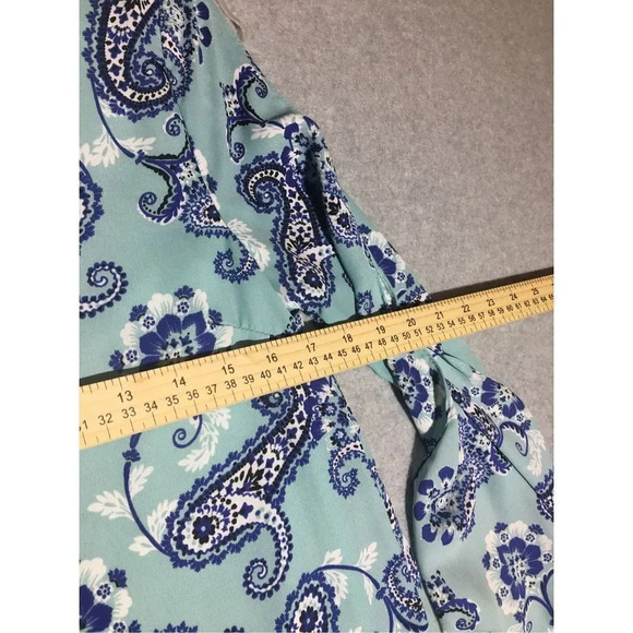 Womens Charlotte Russe Dress Size Small Paisley Print Boho Beachy Teal Blue - Picture 3 of 4